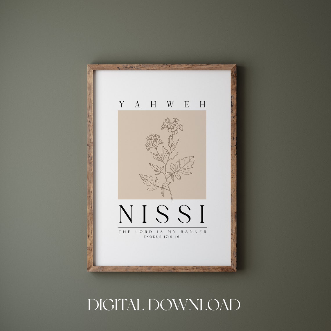 Yahweh Nissi The Lord Is My Banner Exodus 17 Boho Line Art Poster