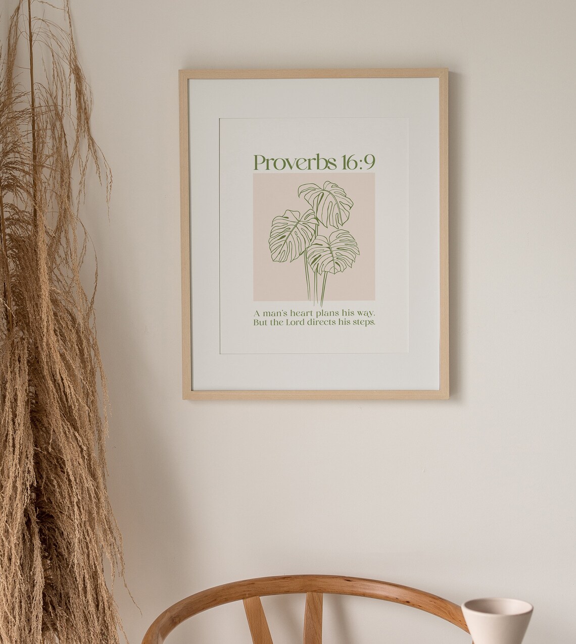 Proverbs 16:9 A Mans Heart Plans His Way Monstera Botanical Scripture Poster - Image 3