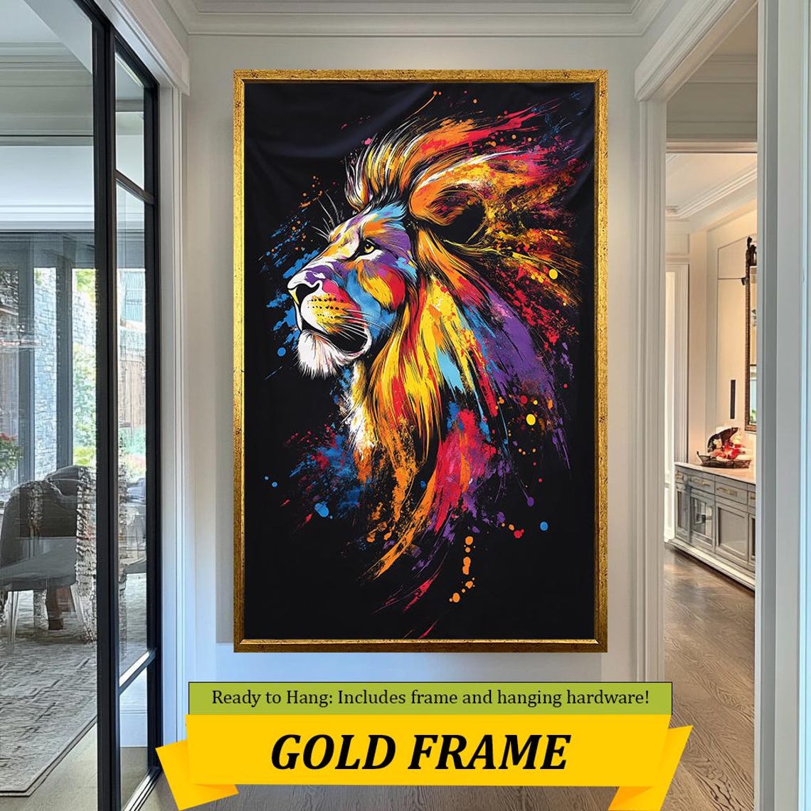 Bold Lion Art Vibrant Abstract Animal Wall Decor For Living Room Office - Image 5