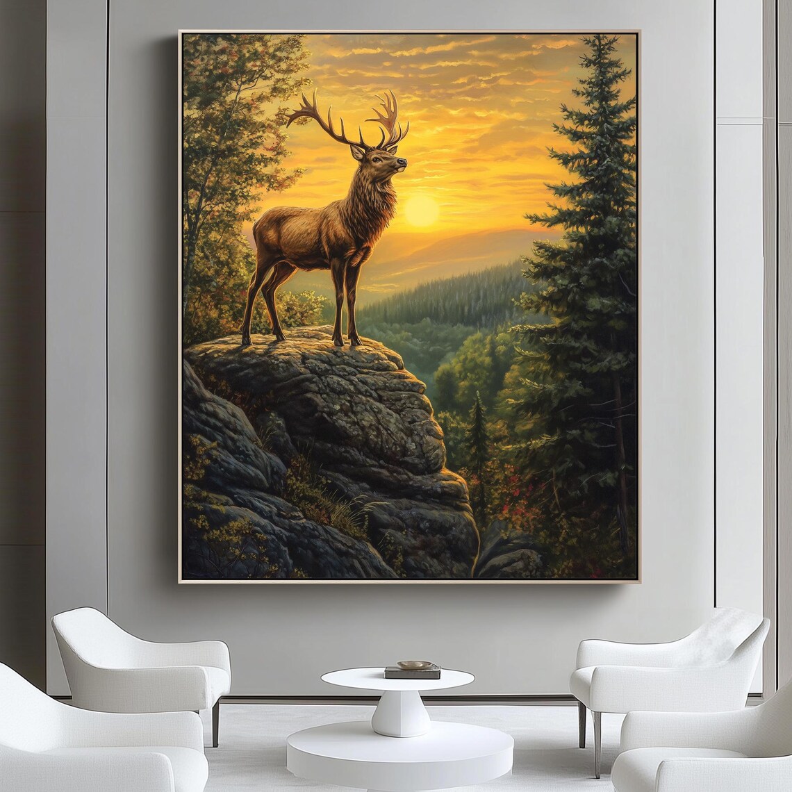 Majestic Elk Sunset Mountain Rocky Cliff Scenic Wildlife Nature Poster - Image 4