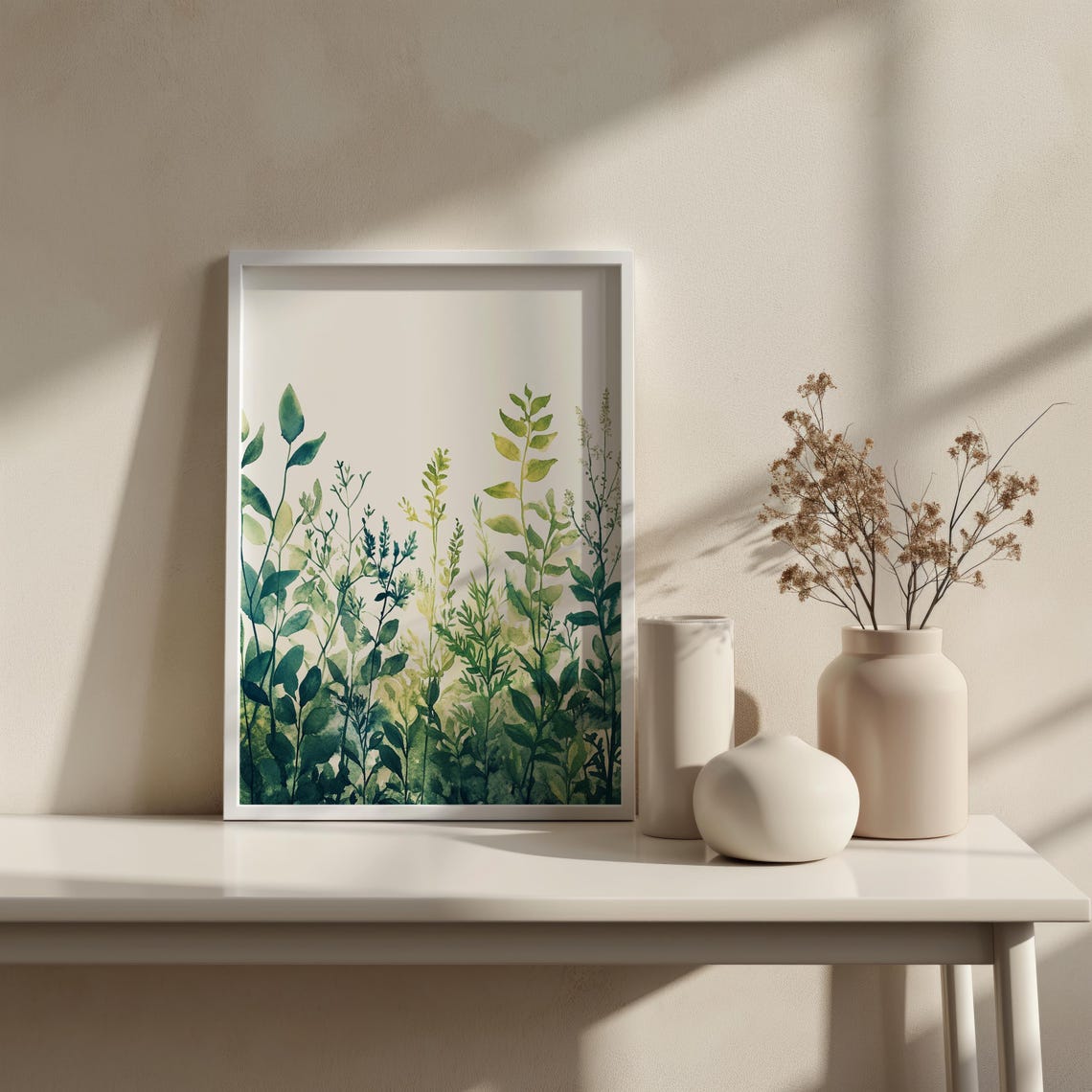 Green Watercolor Botanical Leaves Minimalist Fresh Art Print - Image 4