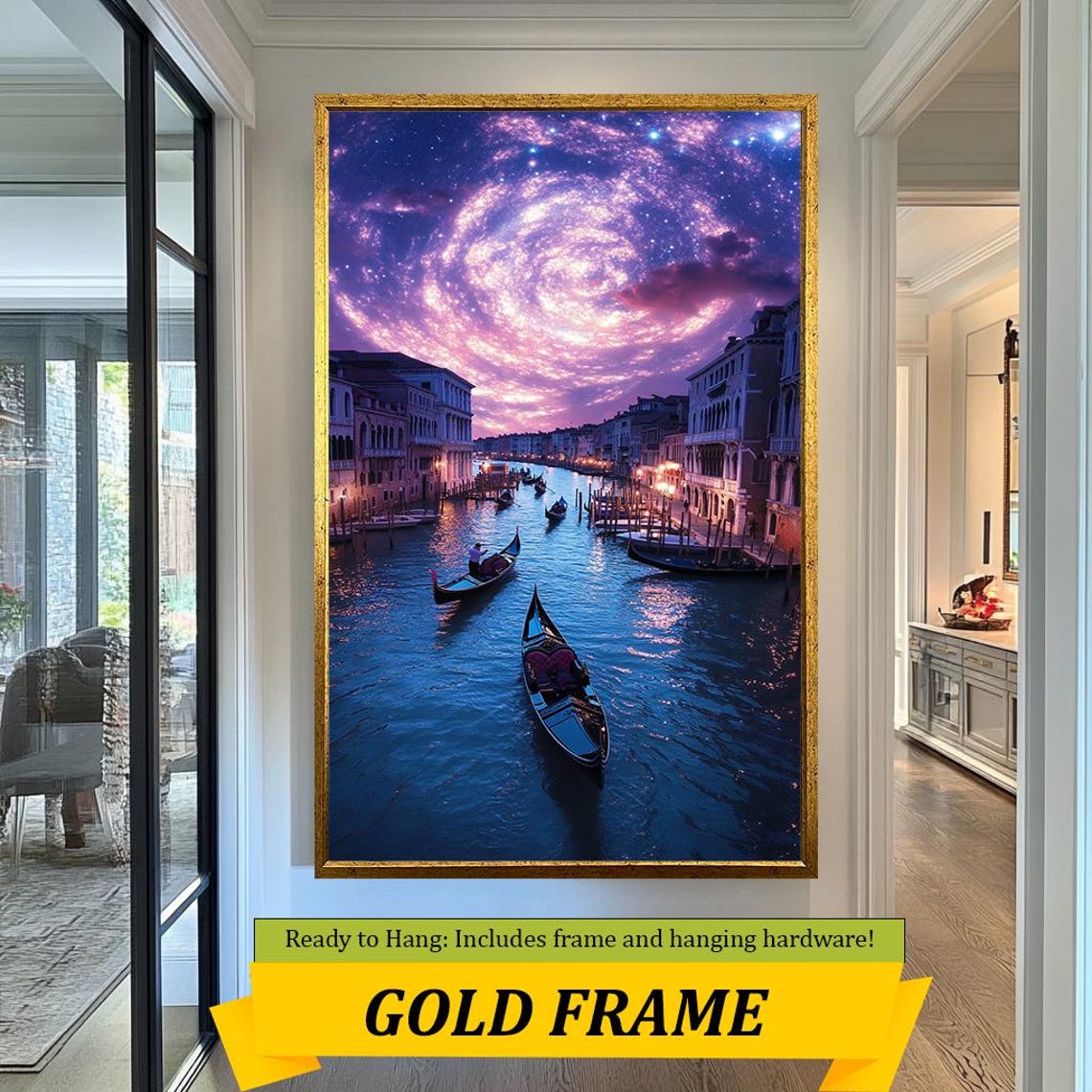 Venice Italy Grand Canal Gondolas Starry Galaxy Night Wall Poster - Image 5