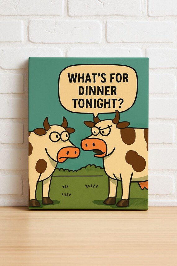 Whats For Dinner Tonight Funny Cow Cartoon Kitchen Humor Poster