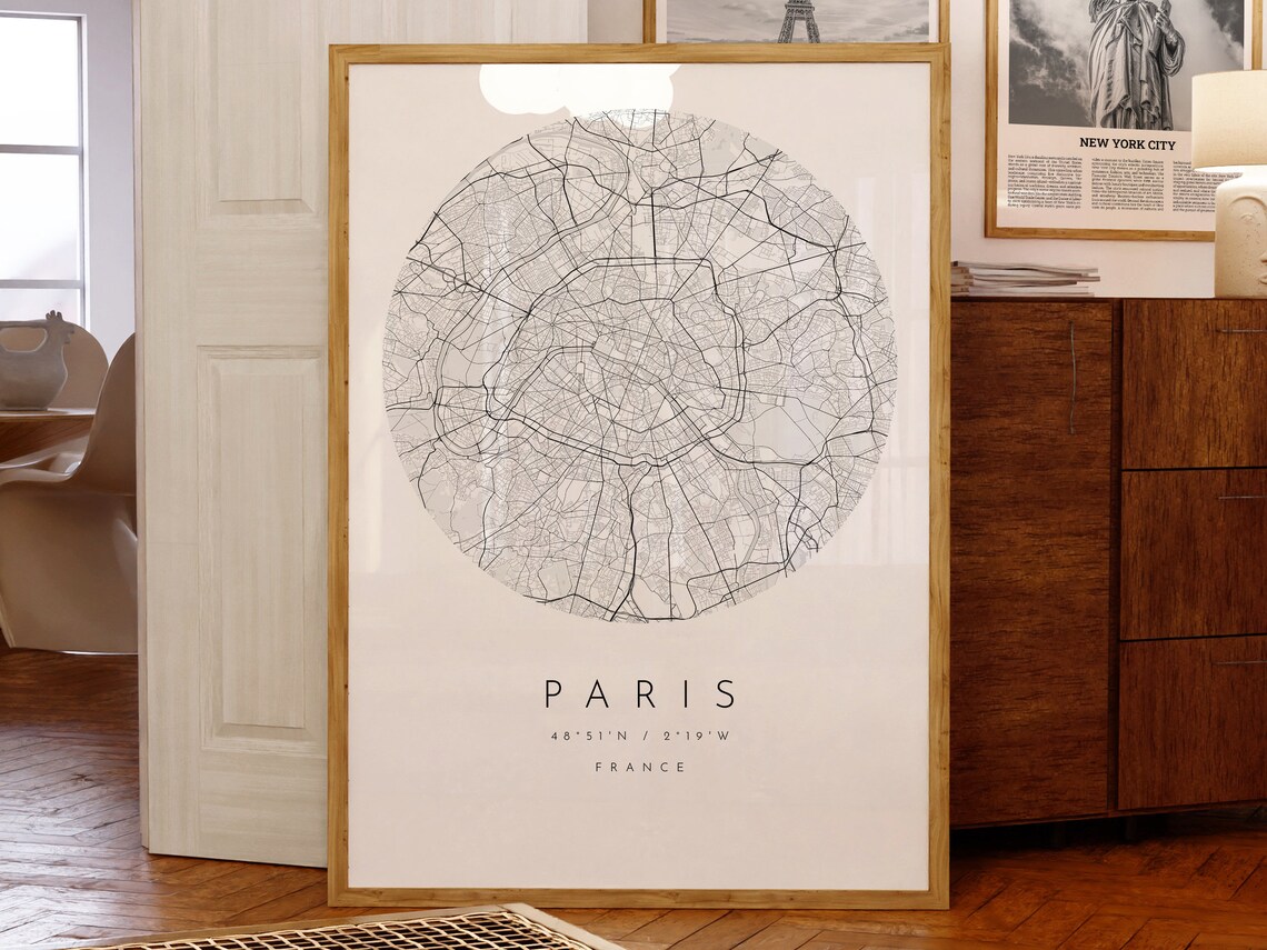 Paris City Map, Minimalist Map Art Print
