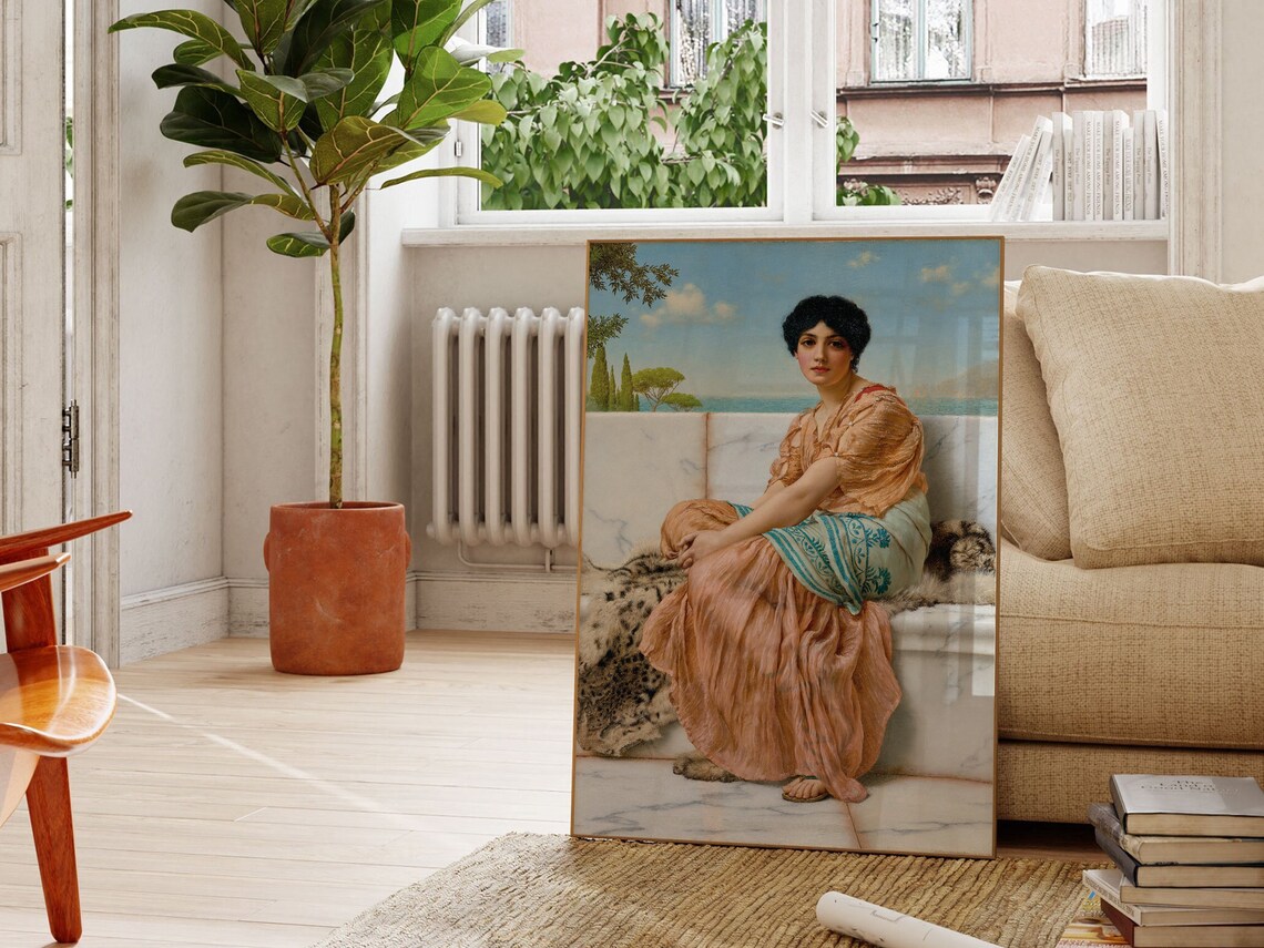 The Time Of Sappho John William Godward Famous Painting Classic Painting Museum Quality Print Vintage Wall Art Vintage Print - Image 3