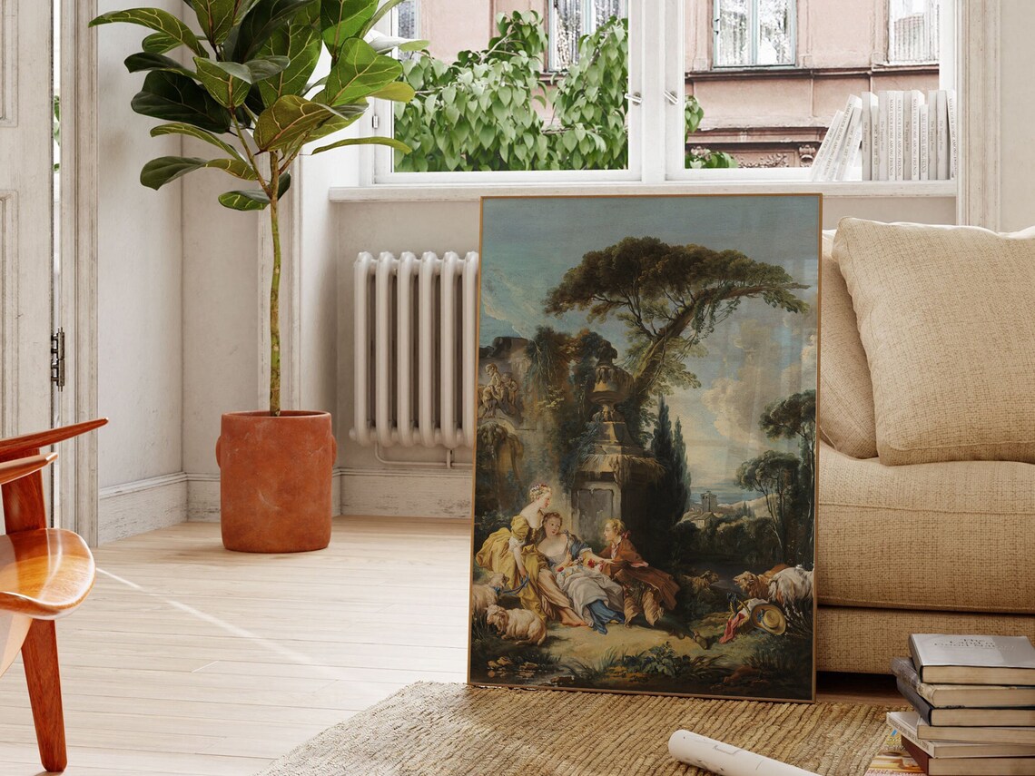 François Boucher Pastoral Scene Classic Rococo Painting Poster - Image 3
