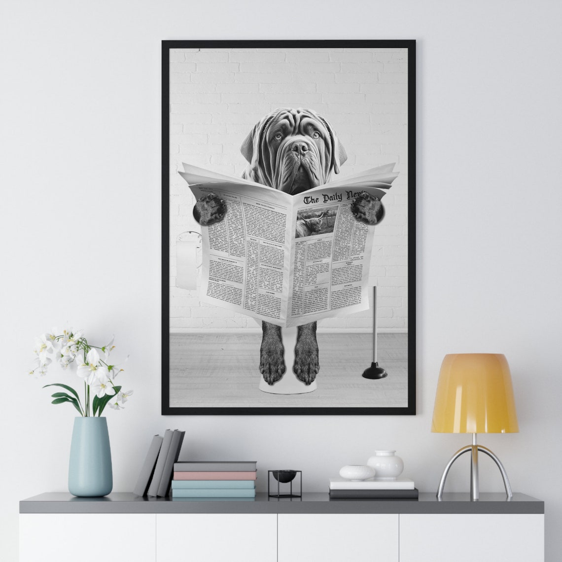 Neapolitan Mastiff Wall Art Funny Bathroom Print Toilet Poster Bathroom Art Neapolitan Mastiff Black And White - Image 2
