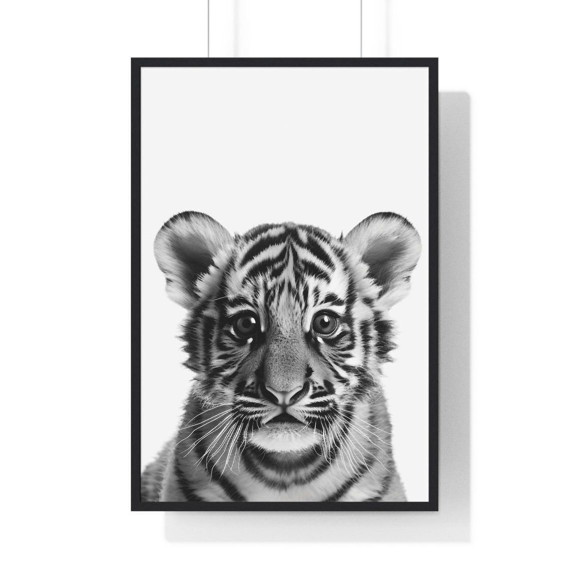 Baby Tiger Cub Portrait in Black and White Nursery Style Poster - Image 2
