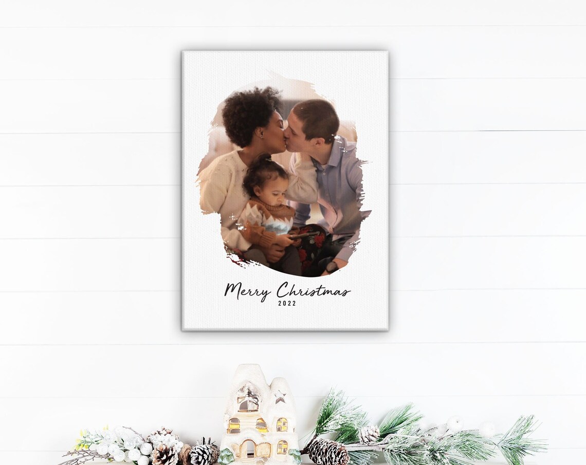 Brush Stroke Family Photo Your Photo On Abstract Art Mothers Day Gift For Mom Living Room Wall Hanging Apartment Decor