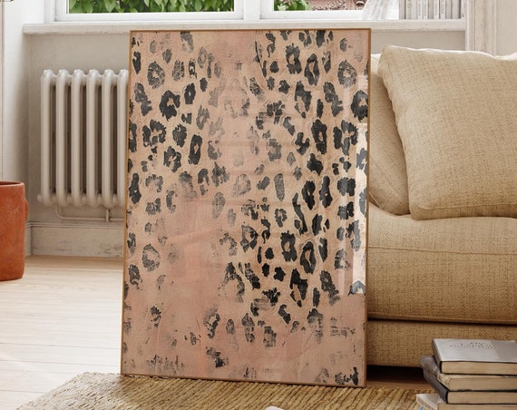 Blush Pink Leopard Spot Pattern Textured Painterly Animal Style Poster