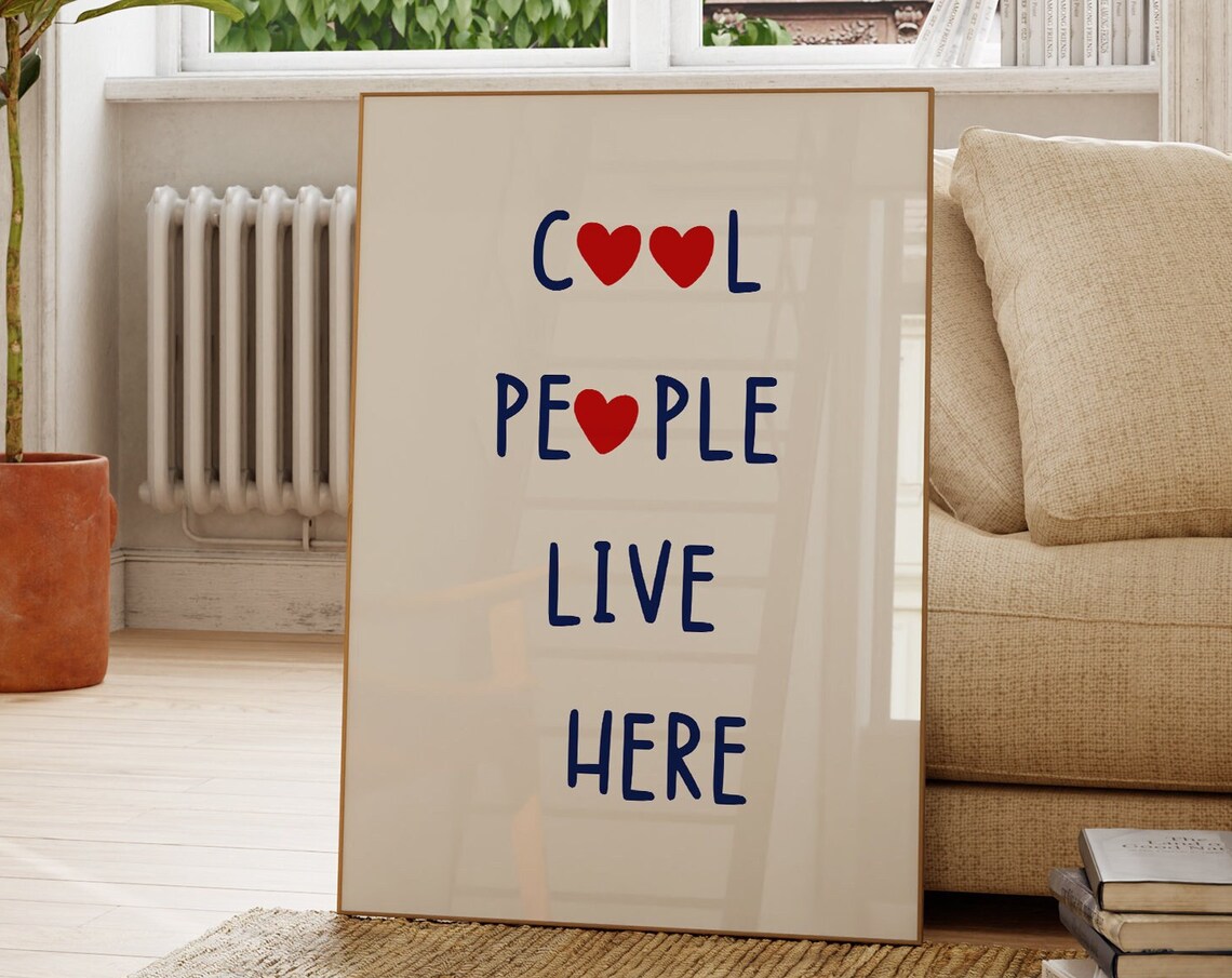 Cool People Live Here Minimalist Heart Art Print