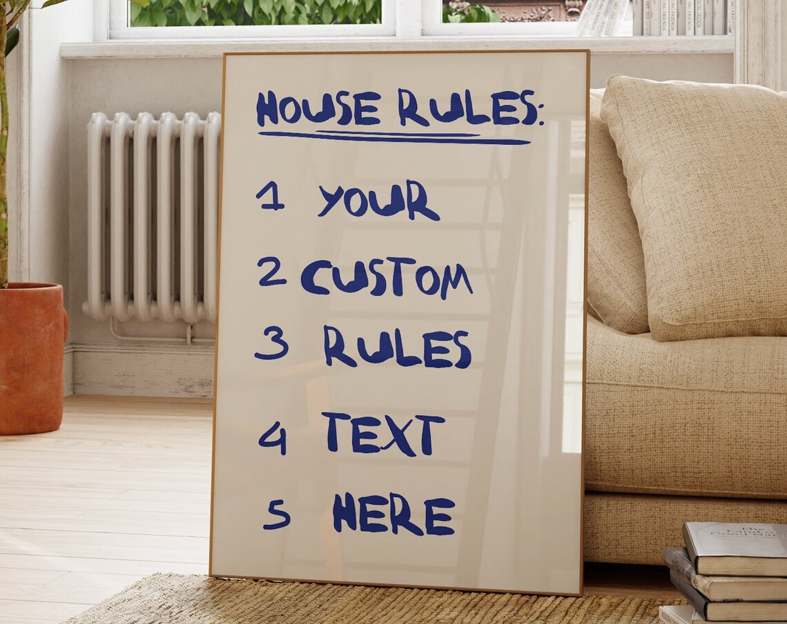 Custom Home Rules Handwritten Apartment Art Print
