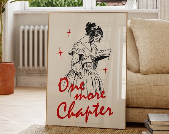 One More Chapter Vintage Woman Reading Bookish Aesthetic Wall Poster