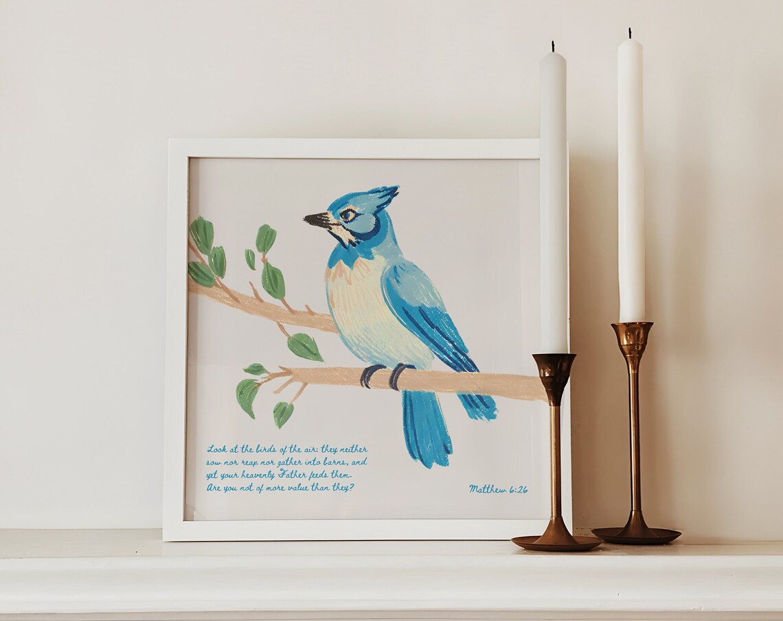 Matthew 6 Look At The Birds Christian Art Print