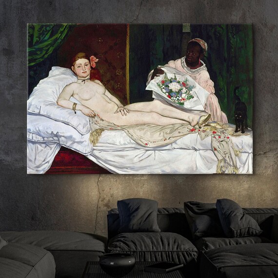 Edouard Manet Olympia Reclining Nude Classic Painting Poster