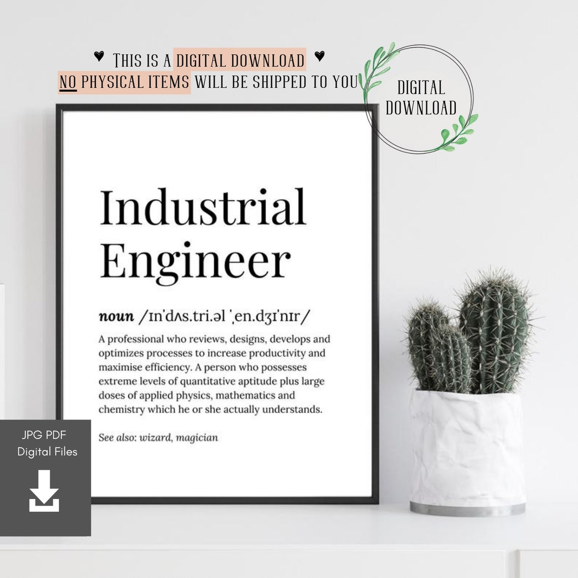 Industrial Engineer Definition Optimizes Processes Gift Poster