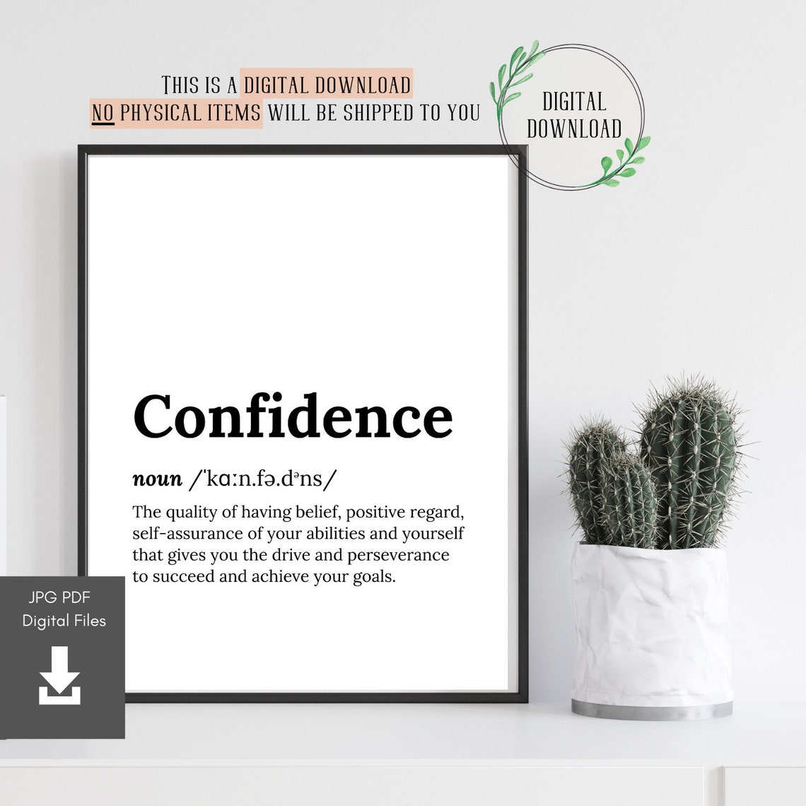 Confidence Definition Dictionary Serif Typography Wall Poster Decor - Image 3