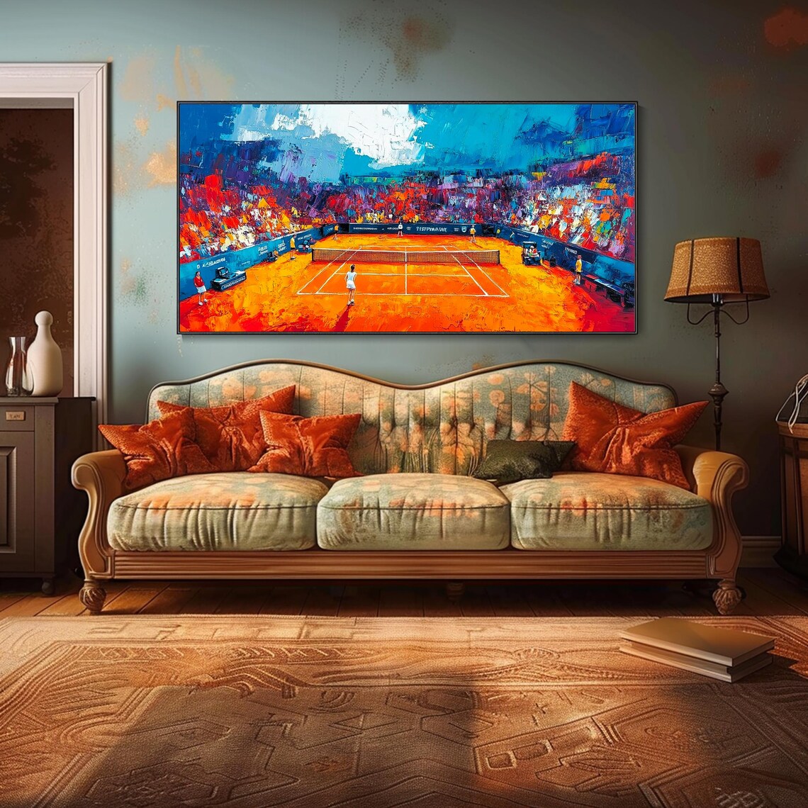 Abstract Tennis Match Oil Painting, Custom Tennis Art Print - Image 2