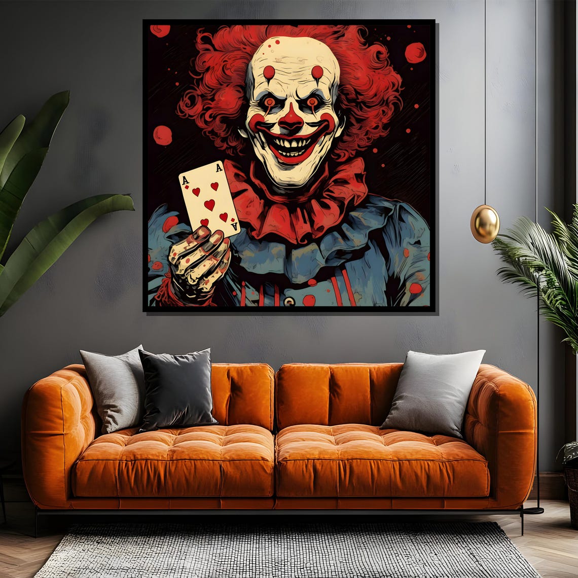 Sinister Clown Holding Ace Of Hearts Card Dark Horror Poster - Image 4