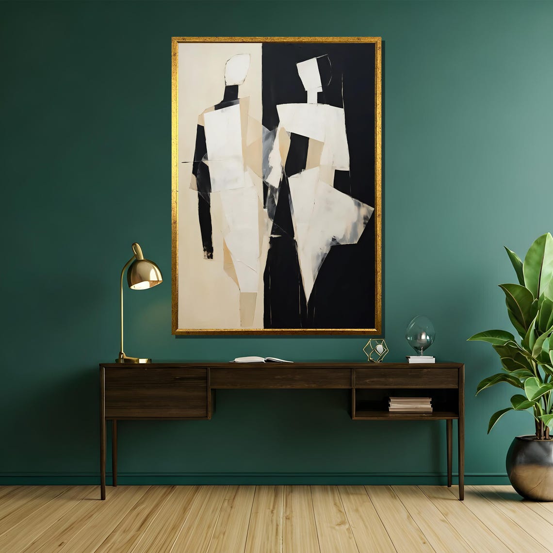 Black and White Cubist Figures Abstract Geometric Pair Poster - Image 5