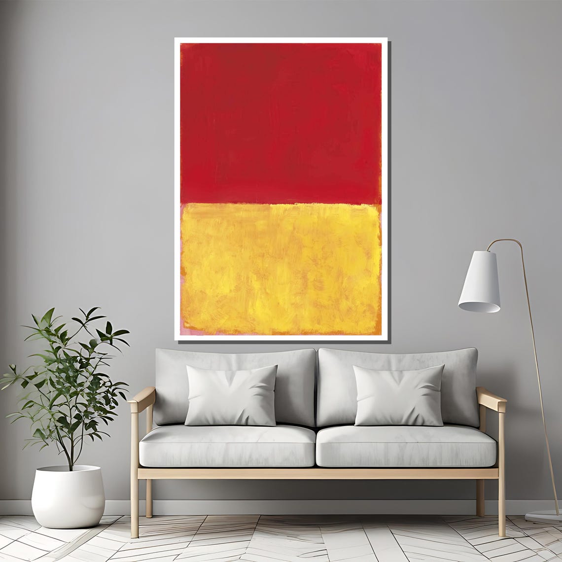 Rothko-Style Bold Red Yellow Two-Tone Color-Field Art Poster - Image 2