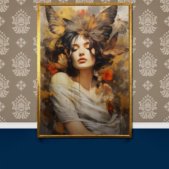 Enchanting Butterfly Woman Painting Mesmerizing Gift For Nature And Art Enthusiasts Perfect For Dreamy Home Decor