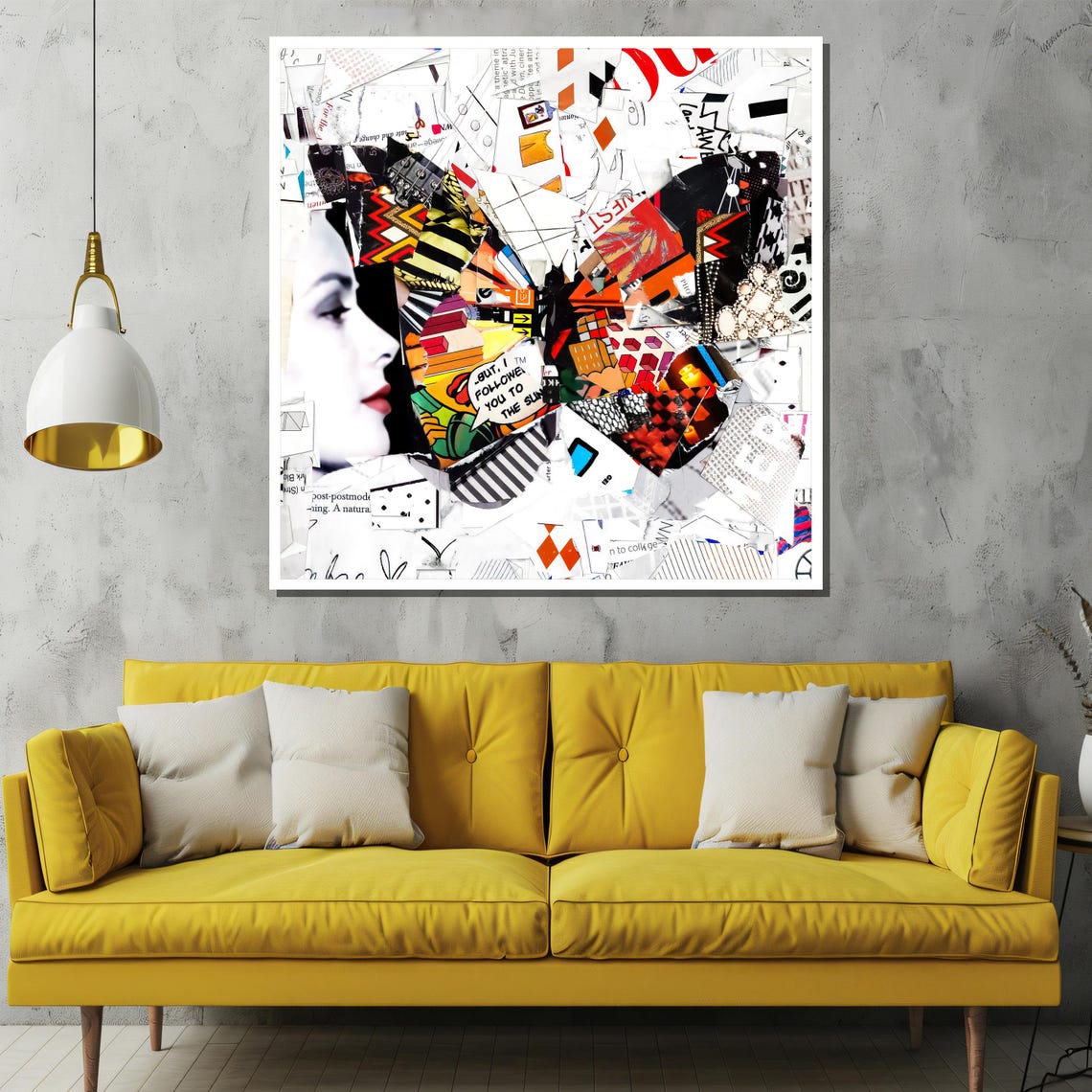 Butterfly Collage Abstract Art With Woman Profile Paper Poster - Image 2