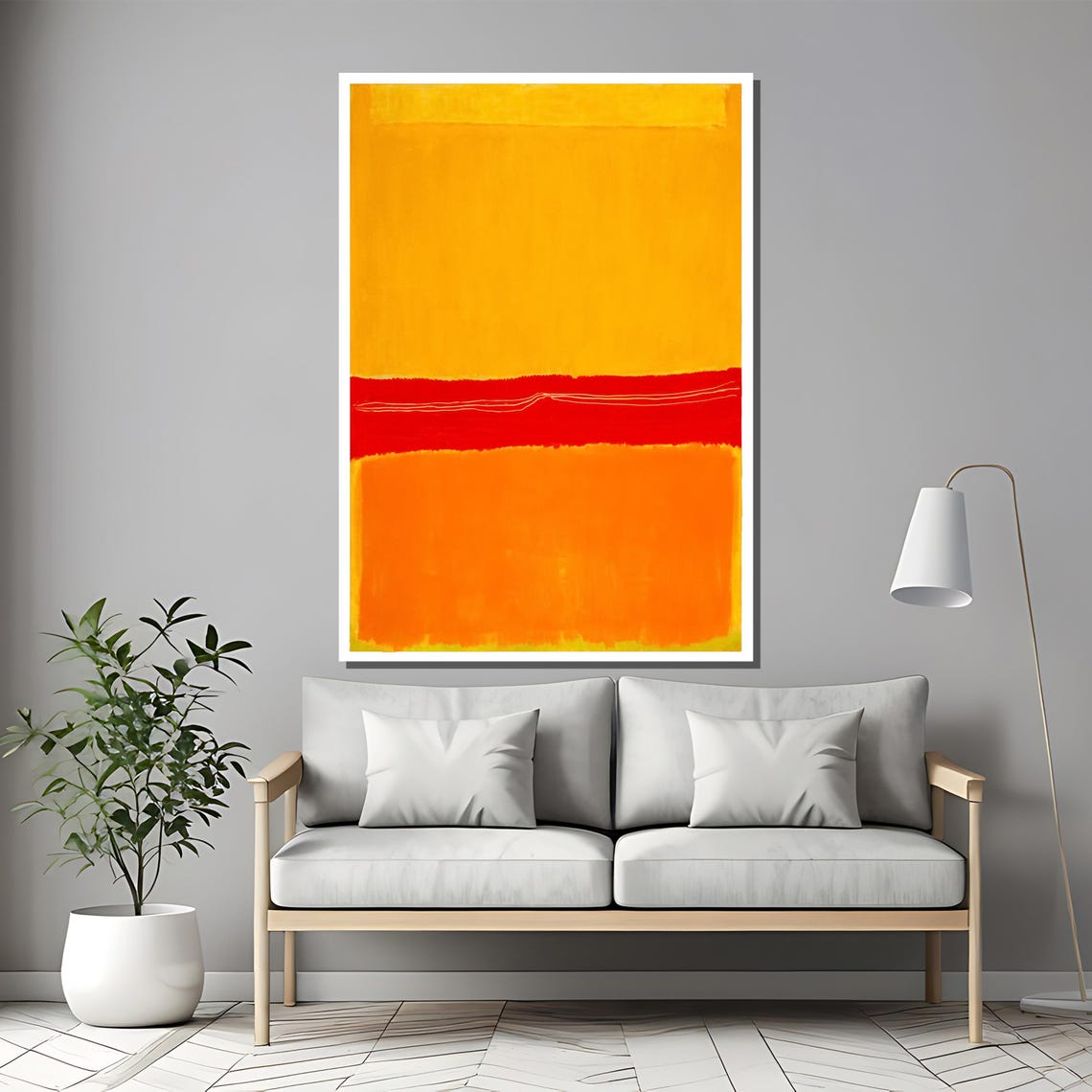 Mark Rothko Bold Yellow Red And Orange Abstract Painting Striking Art Gift For Modern And Colorful Spaces - Image 2