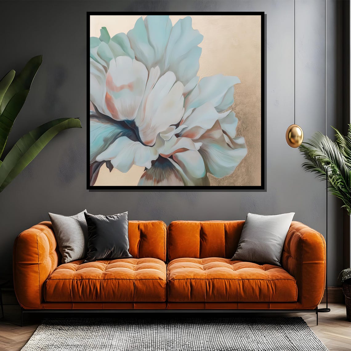 Pastel Blue and Blush Bloom Close Up in a Dreamy Floral Poster - Image 4