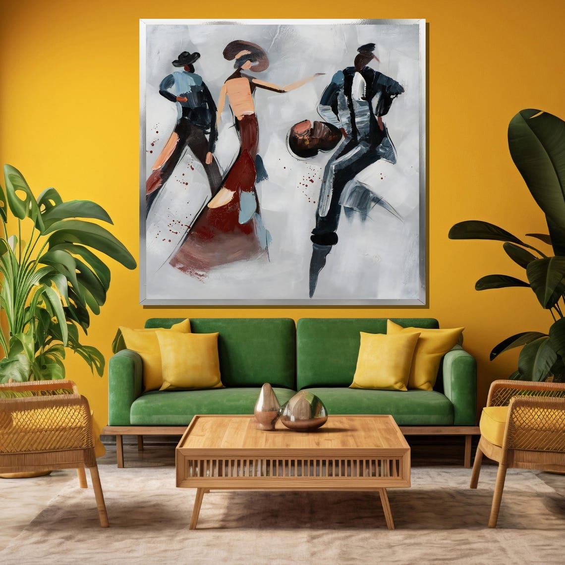 Abstract Flamenco Dance Painting Dynamic Figures With Bold Strokes Modern Wall Art And Unique Gift For Dance Enthusiast - Image 3