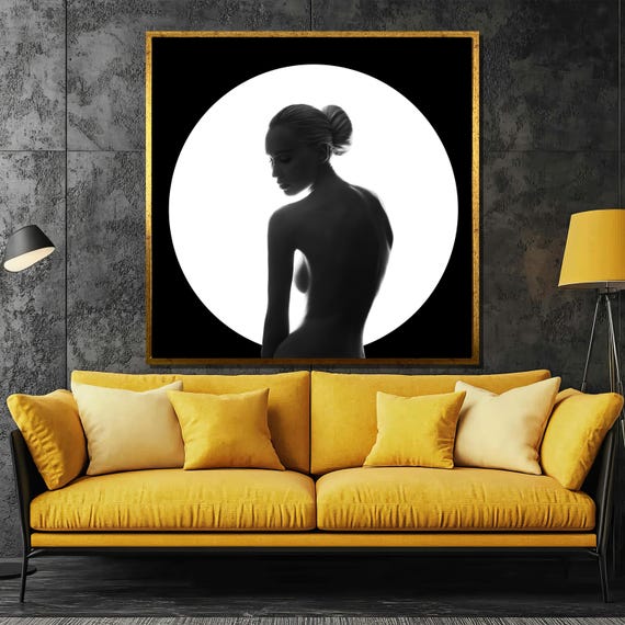 Minimalist Nude Silhouette Painting Modern Black And White Wall Art Gift For Contemporary Home Decor Art Lovers