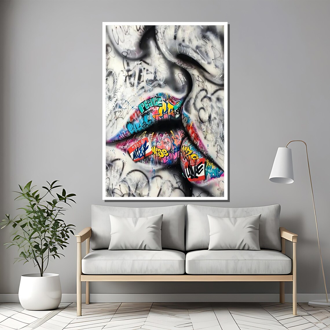 Graffiti Lips Sticker Bomb Urban Street Art Bold Elegant Poster - Image 2