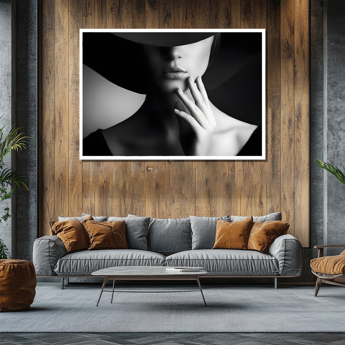 Elegant Black And White Mystery Woman Hollywood Glamour Poster - Image 2