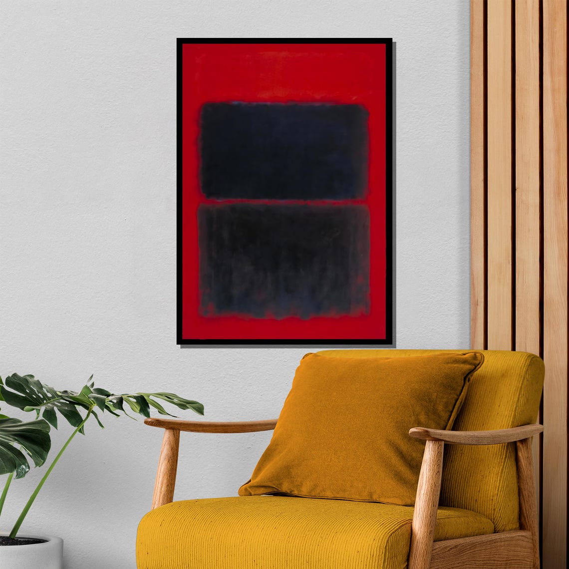 Rothko Style Bold Red And Black Striking Color Field Art Poster - Image 4