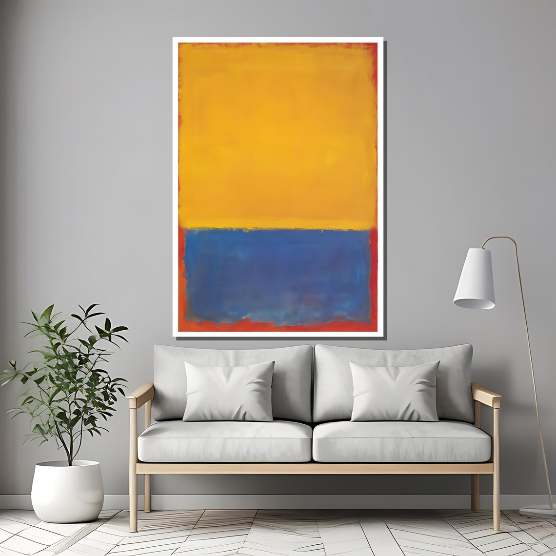 Golden Yellow and Blue Color Field Rothko Inspired Abstract Poster - Image 2