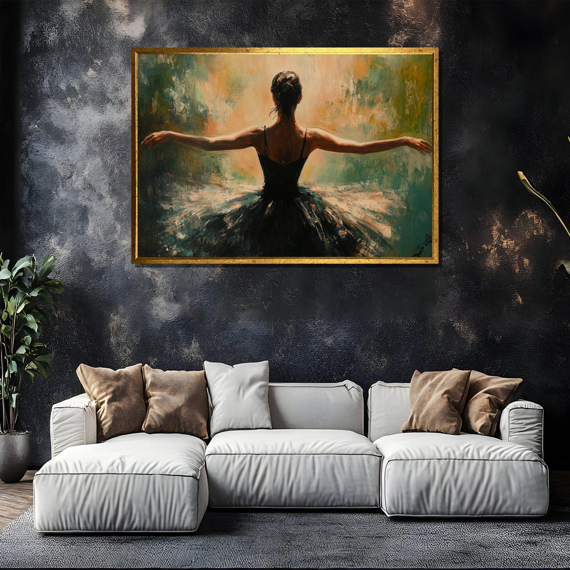 Elegant Ballerina Back Pose With Open Arms Dance Painting Poster - Image 5