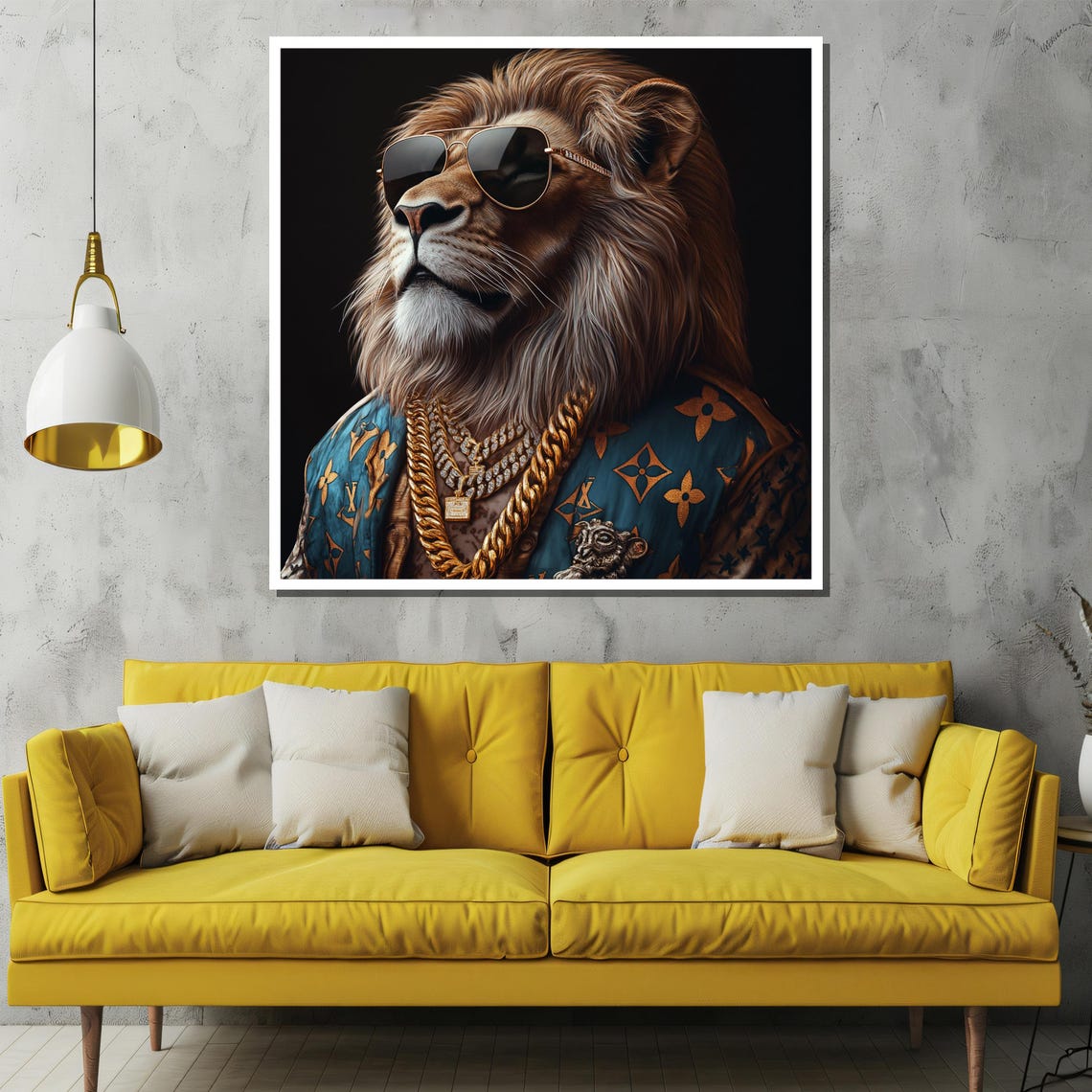 Cool Lion Wearing Sunglasses And Gold Chains In Style Poster - Image 2