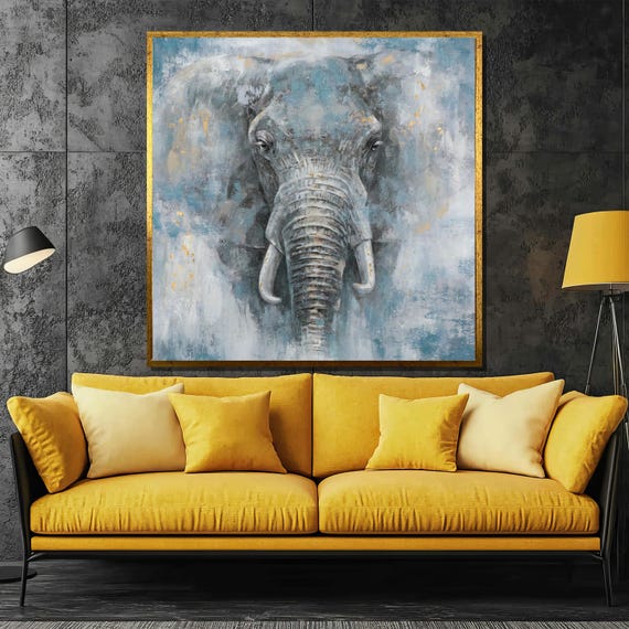 Majestic Elephant Painting Bold And Unique Wall Art Gift For Animal Lovers Perfect For Modern Home Decor