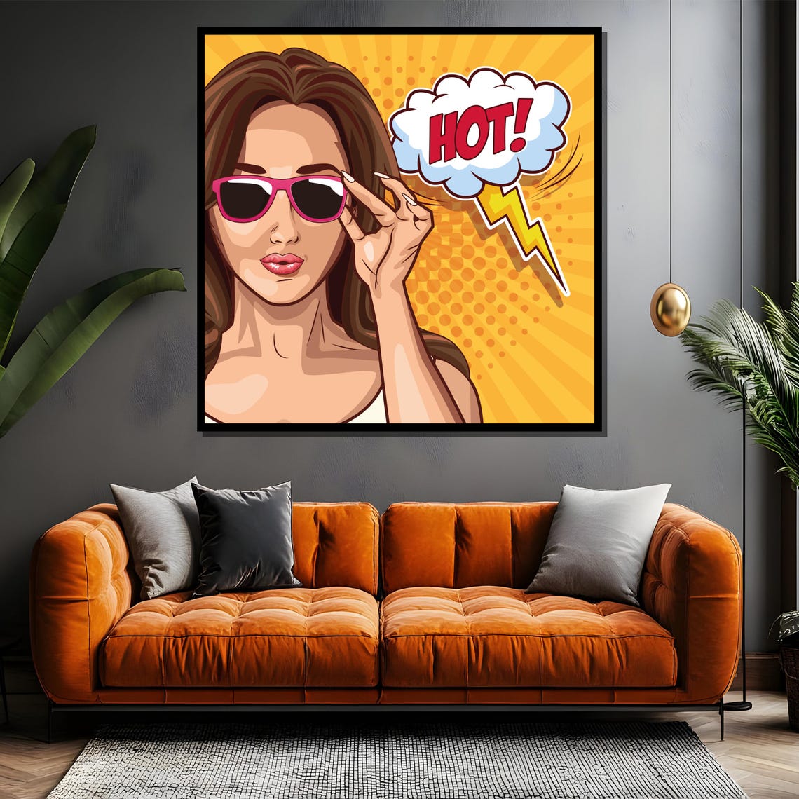 Pop Art Woman Hot Speech Bubble With Pink Sunglasses Style Poster - Image 4