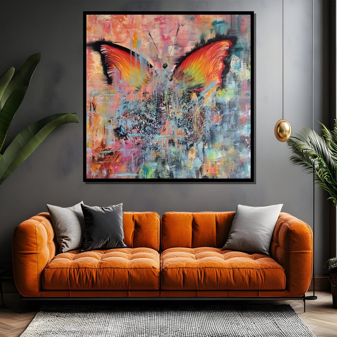 Colorful Abstract Butterfly With Fiery Red Wings Artwork Poster - Image 4