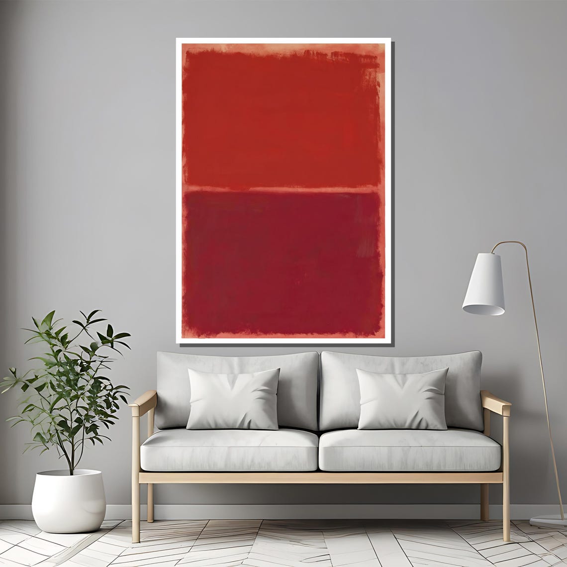 Rothko Style Bold Red Two Tone Color Field Abstract Painting Poster - Image 2