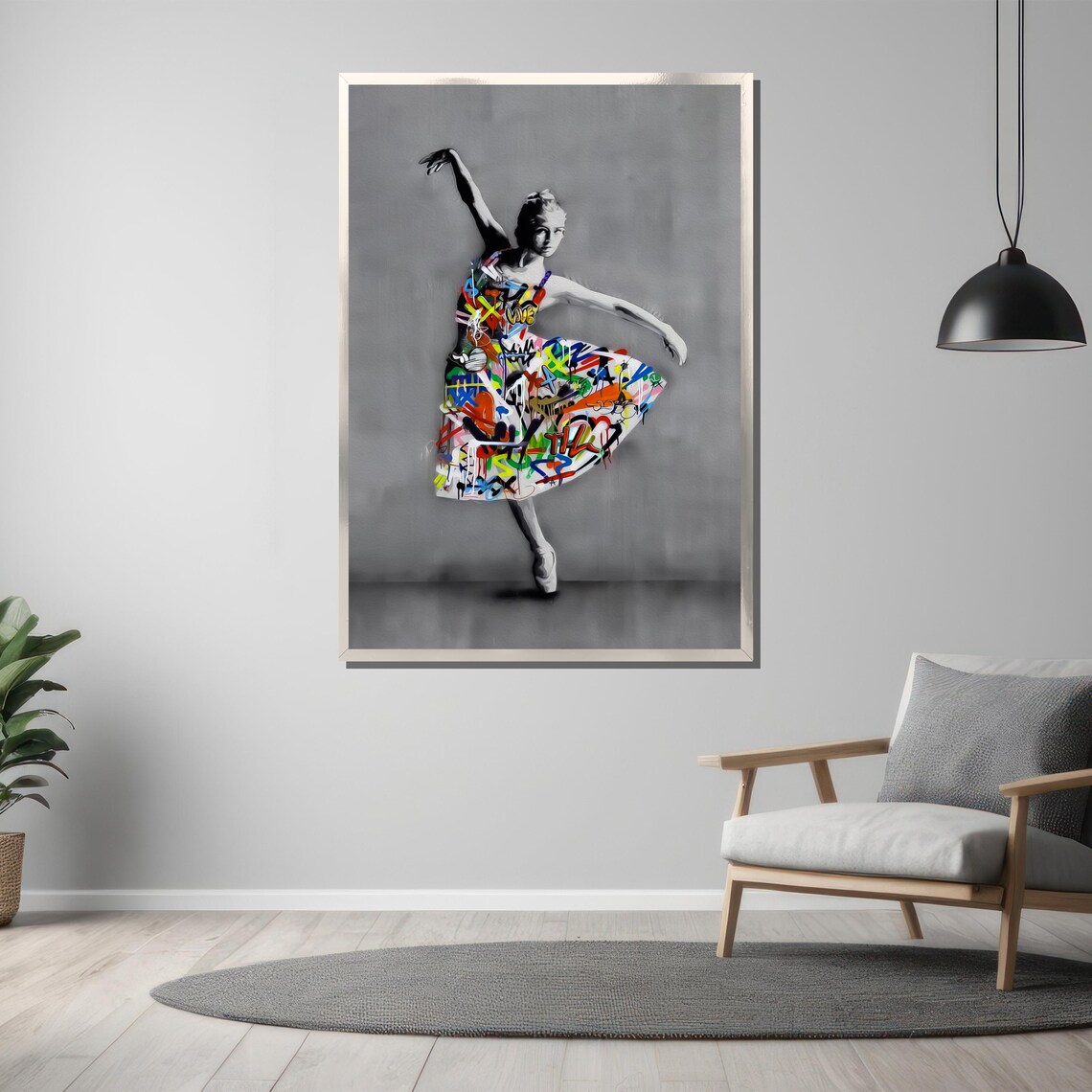 Ballerina Graffiti Tutu Black White Dance Art Ballet Elegant Poster - Image 3