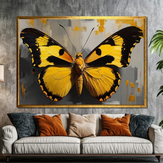 Golden Monarch Butterfly Painting Bold 3d Nature Art Wall Decor Elegant Butterfly Gift For Art Lovers Home Decoration