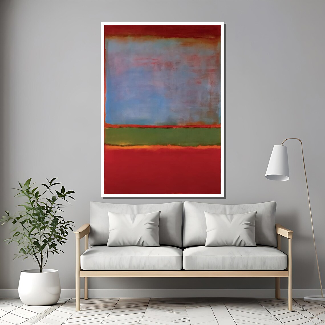 Vibrant Blue, Red and Green Abstract Wall Art Print - Image 2