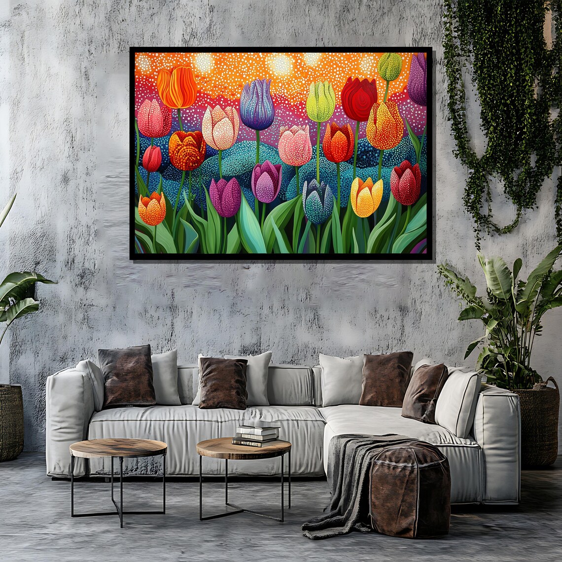 Tulip Garden Painting, Colorful Spring Flower Art Print - Image 4