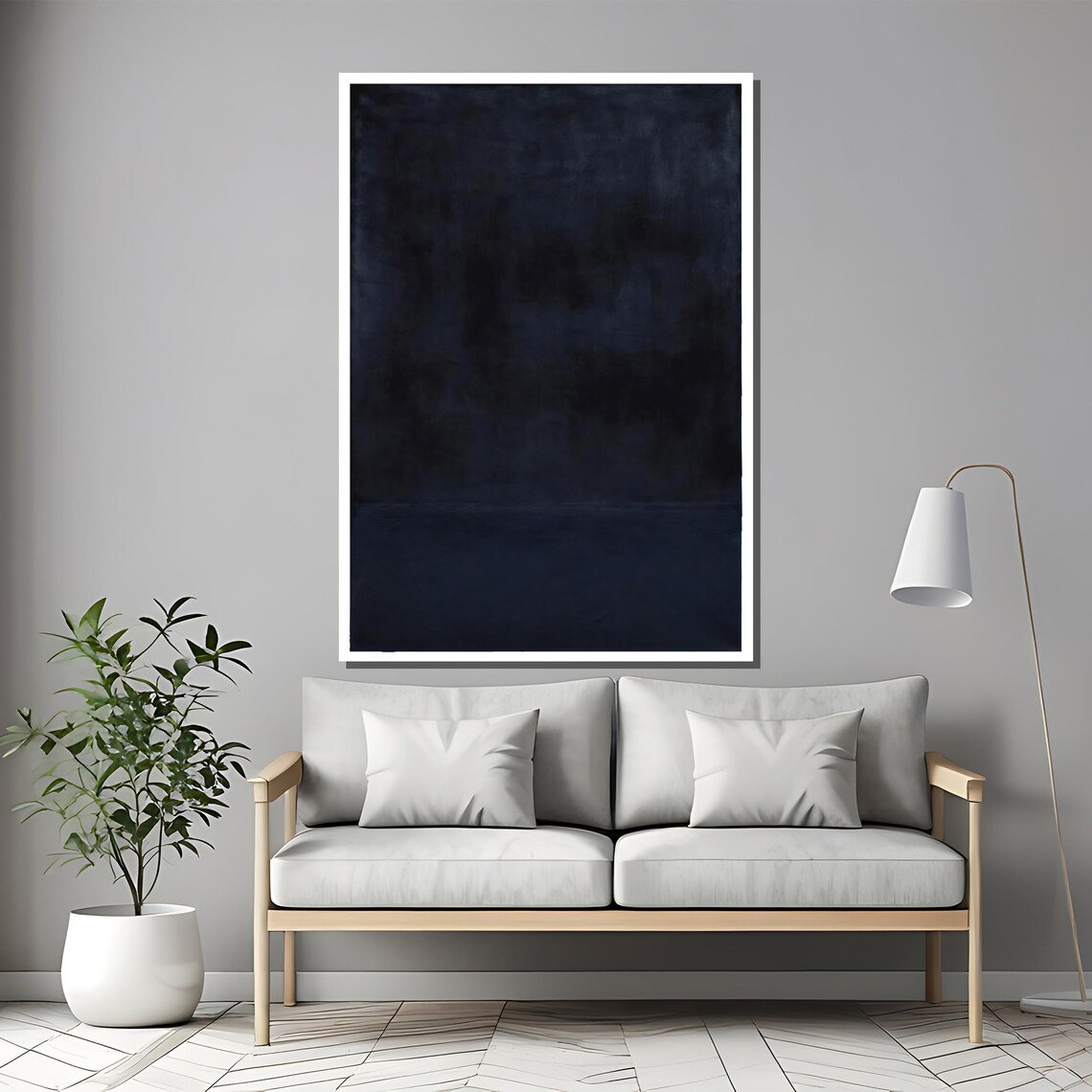 Near Black Deep Navy Minimalist Abstract Dark Moody Art Poster - Image 2