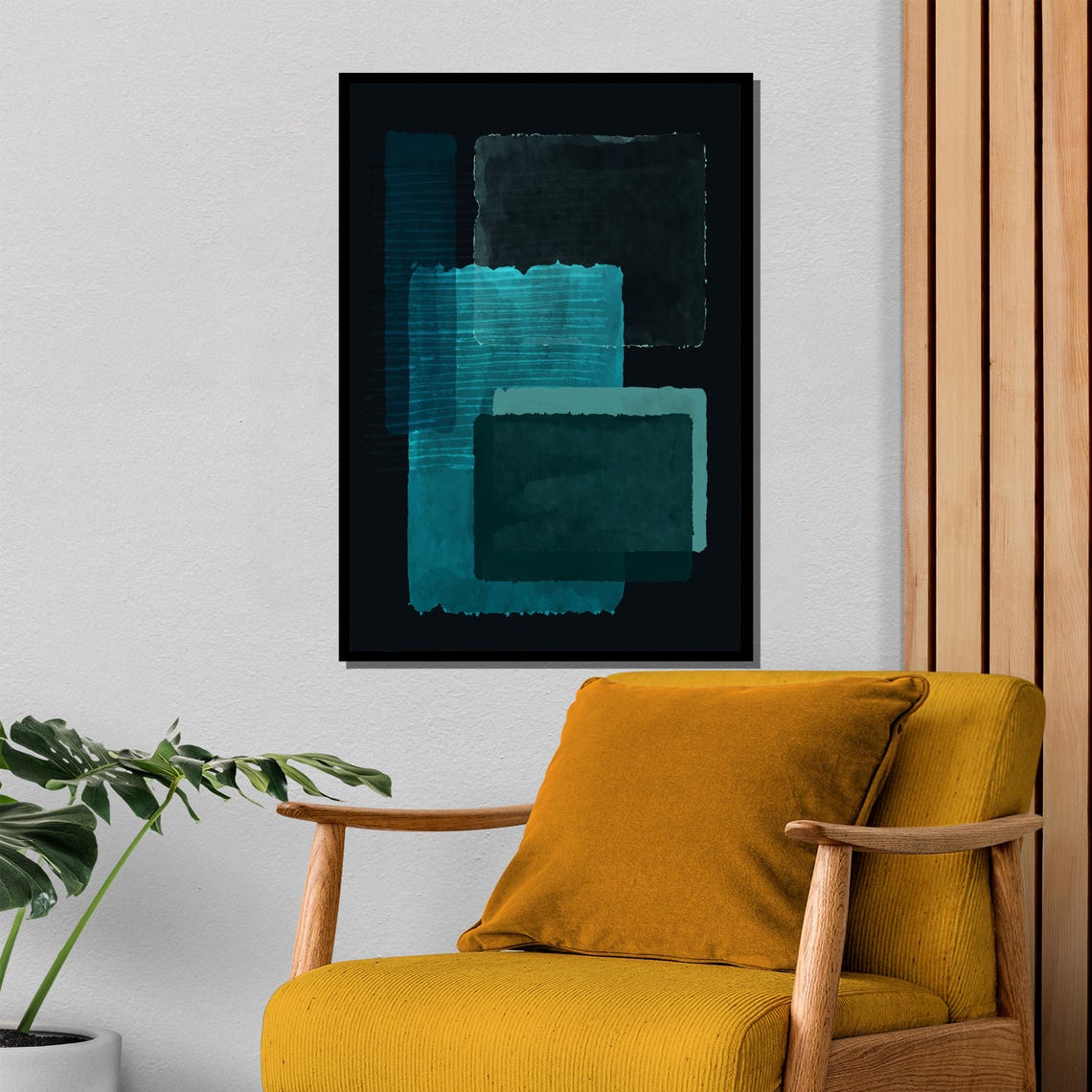 Rothko Style Deep Teal Geometric Rectangles Modern Abstract Poster - Image 4