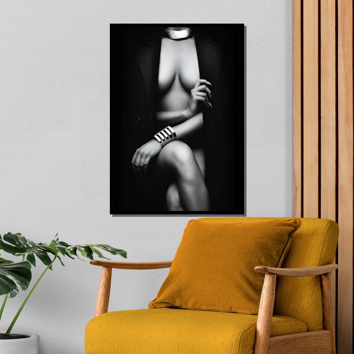 Bold Black And White Sensual Painting Elegant Nude Art Gift For Sophisticated Wall Decor And Artistic Expression - Image 4