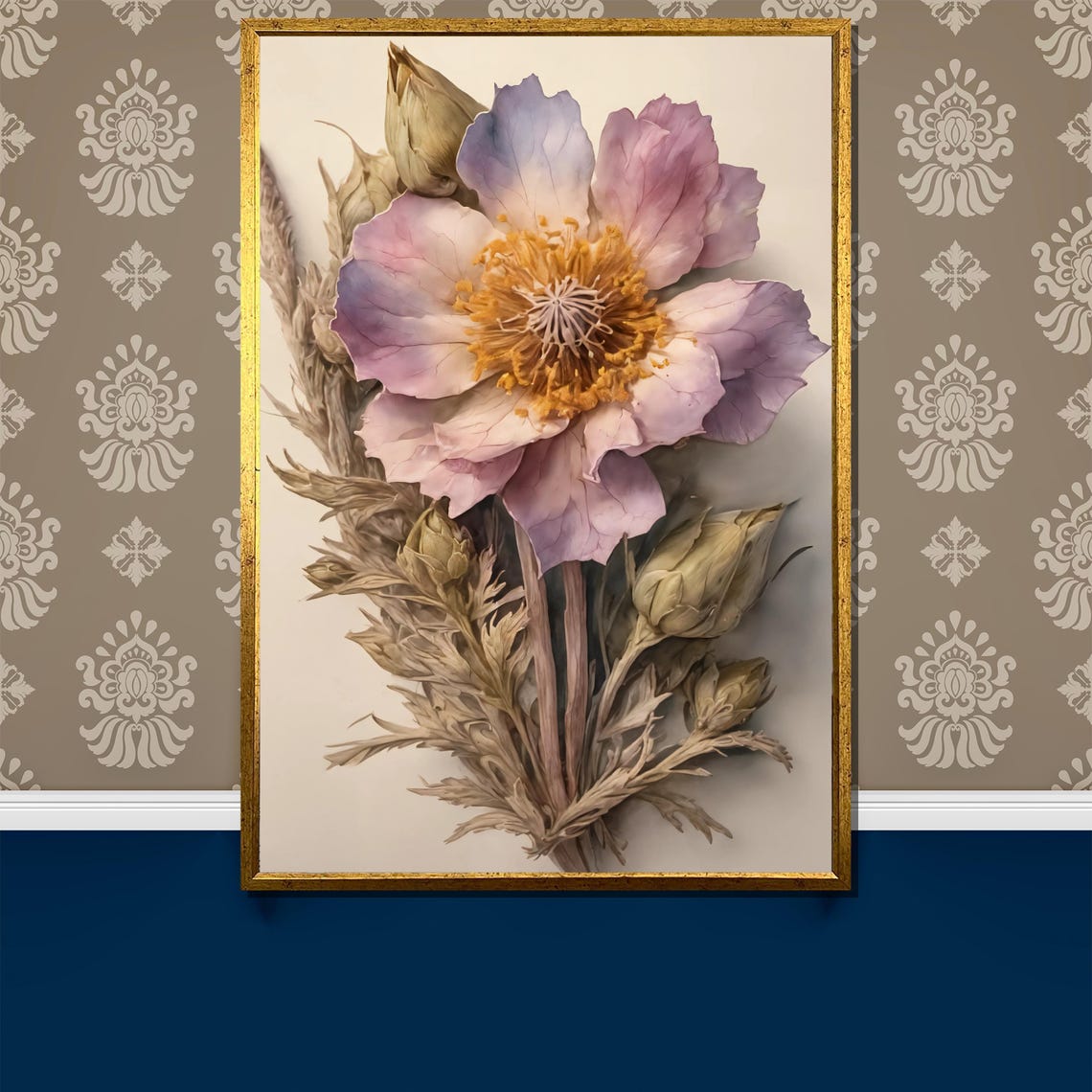 Pastel Pink Wild Rose Soft Botanical Realistic Flower Art Poster