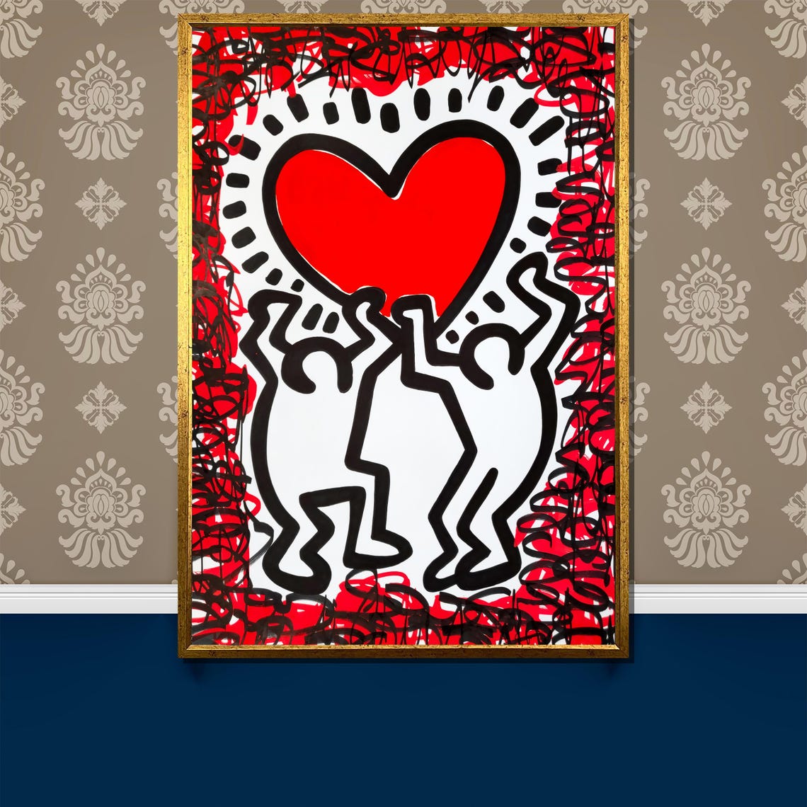 Pop Art Heart Lovers Red Black Urban Love Street Style Poster